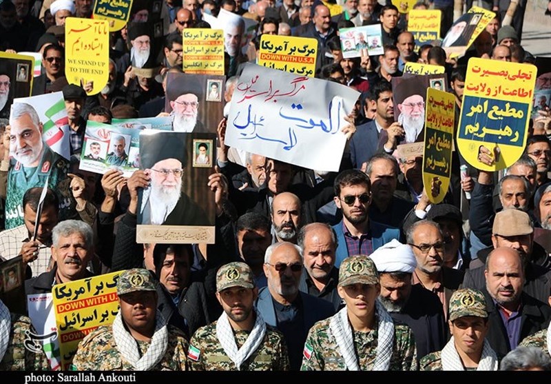 راهپیمایی اقتدار و صلابت جمهوری اسلامی در برابر آمریکای جنایتکار در قم برگزار شد