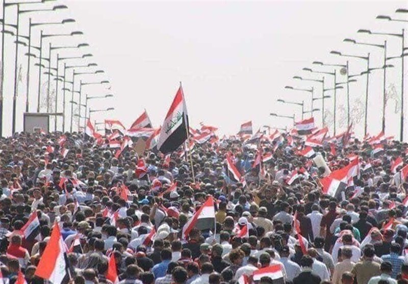 زنجیره انسانی چند کیلومتری تظاهرات میلیونی ضد اشغالگری عراق+فیلم و عکس