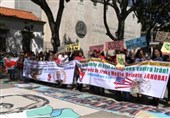 تجمع مردم ونزوئلا در حمایت از ایران مقابل آمریکا