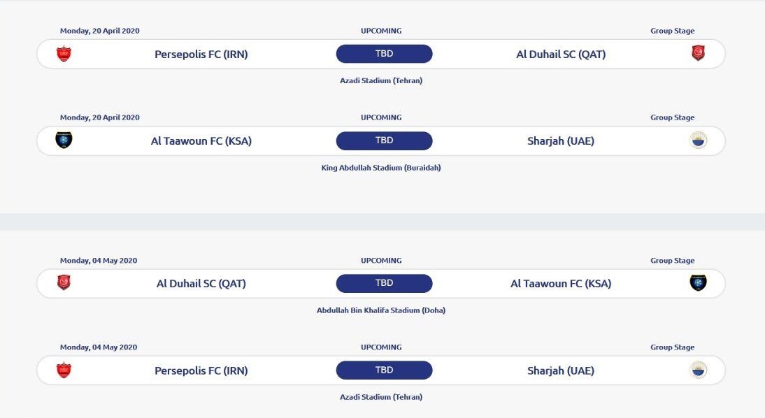 کنفدراسیون فوتبال آسیا (AFC) , تیم فوتبال پرسپولیس , تیم فوتبال استقلال , تیم فوتبال سپاهان اصفهان , تیم فوتبال شهر خودرو , 