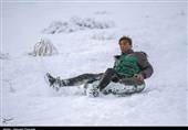 تفریحات زمستانی پس از بارش برف در دامنه کوه آبیدر سنندج+تصاویر‌