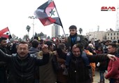 Syrian people celebrate army victories in Aleppo’s central square