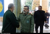 حضور سردار امیرعلی حاجی‌زاده فرمانده نیروی هوافضای سپاه پاسداران در مراسم گرامیداشت سپهبد شهید قاسم سلیمانی در ستاد فرماندهی نیروی زمینی سپاه