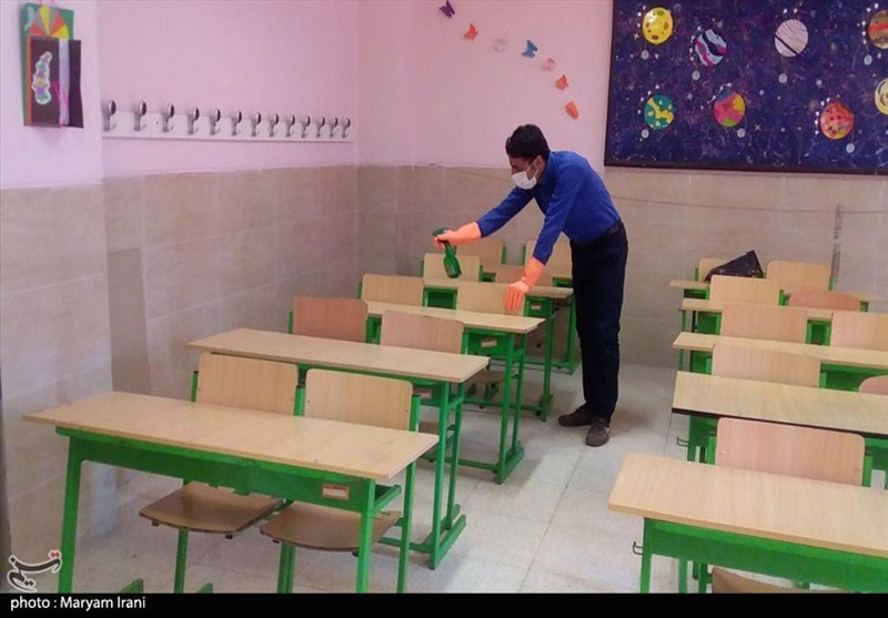 ضدعفونی مدارس کاشان به روایت تصویر