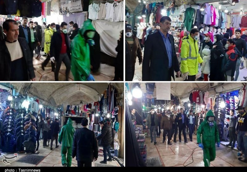 عملیات ضدعفونی و گندزدایی از بازار تاریخی سرپوشیده اراک + فیلم