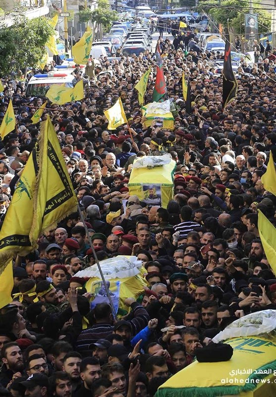 لبنان|تشییع پیکر شهدای حزب‌الله+تصاویر