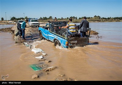 رودخانه،پل،طغيان،خوزستان