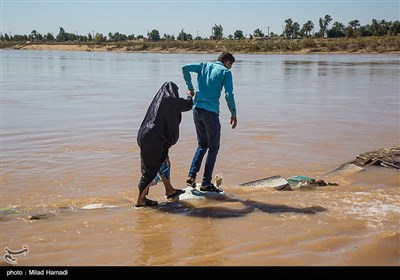 رودخانه،پل،طغيان،خوزستان