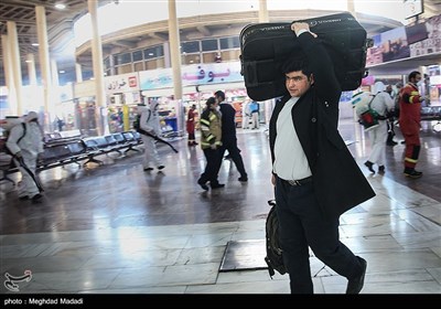 Iranian Firefighters Disinfect Tehran’s Main Bus Hub 