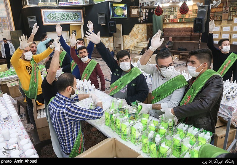 A charity group distributed sanitary supplies in Tehran.