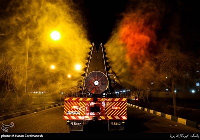 Iranian Firefighters Use Novel Equipment for Disinfecting Streets