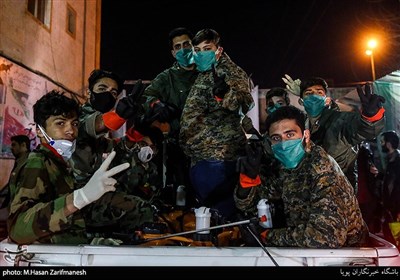 ضدعفونی غرب تهران توسط بسیج مردمی