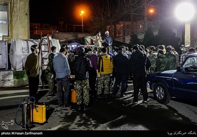 ضدعفونی غرب تهران توسط بسیج مردمی