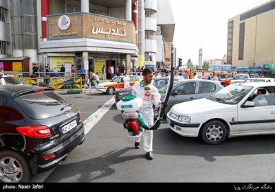 Iranian Firemen Sanitize Neighborhood in Western Tehran