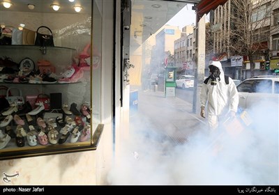 Iranian Firemen Sanitize Neighborhood in Western Tehran