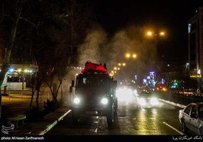 ضد عفونی منطقه صادقیه توسط نیروهای آتش نشانی