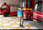 ضدعفونی ایستگاه‌های آتش‌نشانی کرج برای جلوگیری از شیوع کرونا به روایت تصویر‌