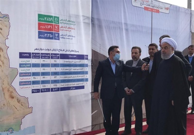 قطعات 2 و 3 آزادراه همت-کرج با حضور روحانی افتتاح شد