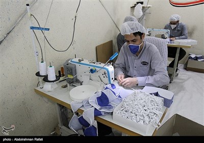 کارگاه تولید ماسکهای بهداشتی در همدان