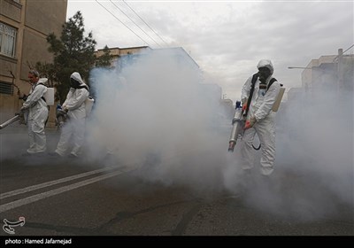 عملیات ضدعفونی معابر عمومی و شهری محله نبرد تهران