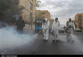 عملیات ضدعفونی معابر عمومی  و شهری محله نبرد تهران