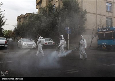 عملیات ضدعفونی معابر عمومی و شهری محله نبرد تهران