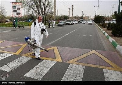 عملیات ضدعفونی معابر عمومی و شهری محله نبرد تهران