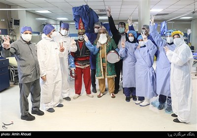 کاروان نوروزی در بخش کرونای بیمارستان بهارلو