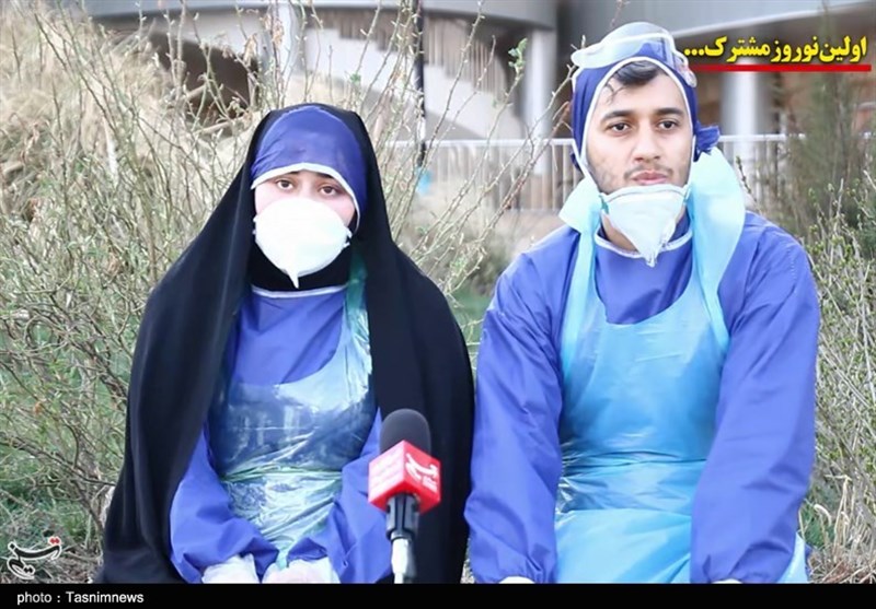نخستین «نوروز مشترک» زوج جهادگر بجنوردی در خط مقدم مبارزه با کرونا + فیلم