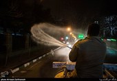 ضدعفونی معابر شمالی تهران  توسط نیروهای گردان جماران یگان ویژه فاتحین