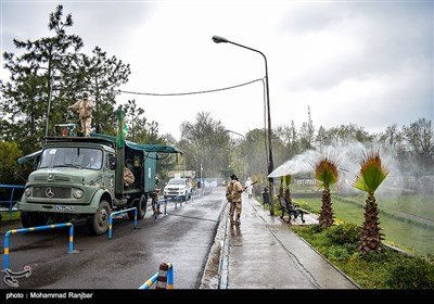 رزمایش «دفاع بیولوژیک شهدای مدافع سلامت» سپاه / ضد عفونی کردن بیمارستان رسول اکرم(ص) رشت