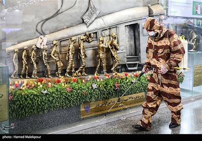 ضدعفونی راه آهن تهران توسط نیروی زمینی ارتش