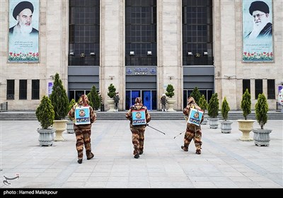 ضدعفونی راه آهن تهران توسط نیروی زمینی ارتش