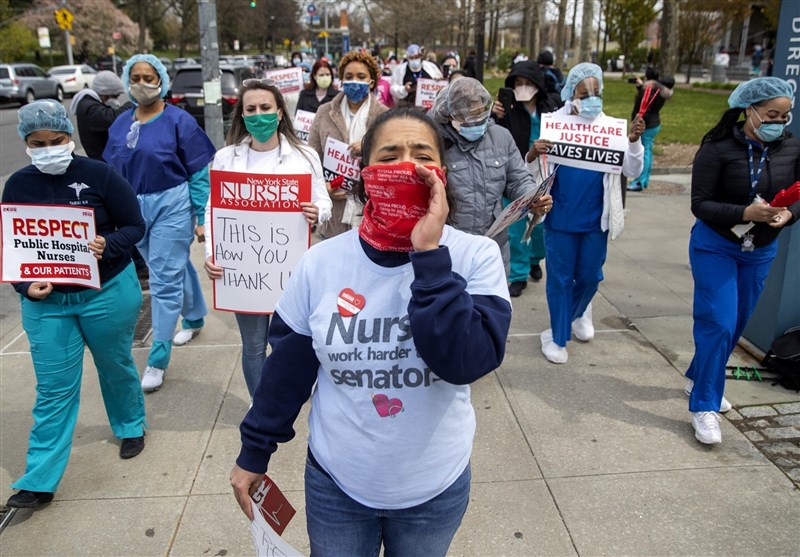 کرونا در آمریکا| تقابل مخالفان قرنطینه و پرستاران در کالیفرنیا+تصاویر