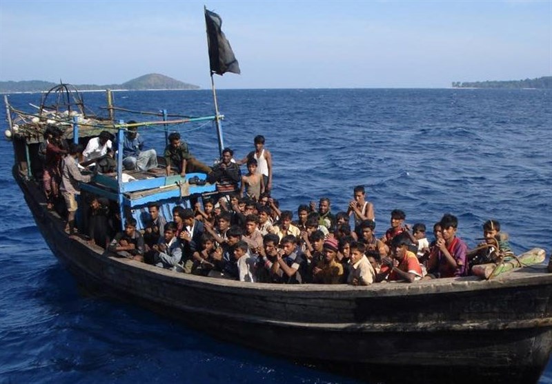 Rohingya Refugees Floating at Sea Land on Bangladesh Island