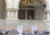 Protesters Lay Body Bags outside Trump Hotel to Condemn COVID-19 Response (+Video)
