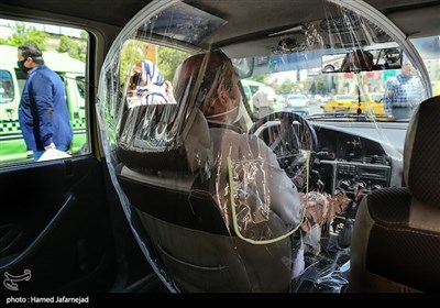 رعایت فاصله گذاری اجتماعی و نکات بهداشتی تاکسی داران تهرانی برای مقابله با کرونا