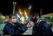 ضد عفونی حرم امامزاده صالح (ع) برای مبارزه با ویروس کرونا توسط تیم عملیاتی آتش نشانی تهران