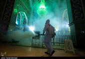 ضد عفونی حرم امامزاده صالح (ع) برای مبارزه با ویروس کرونا توسط تیم عملیاتی آتش نشانی تهران