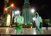 ضد عفونی حرم امامزاده صالح (ع) برای مبارزه با ویروس کرونا توسط تیم عملیاتی آتش نشانی تهران