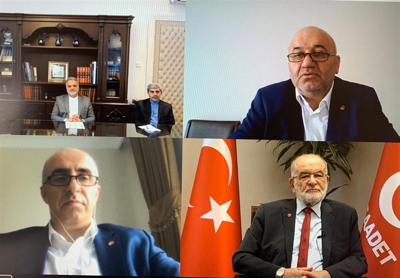 نشست مجازی سفیر ایران با کادر رهبری حزب سعادت ترکیه درباره فلسطین