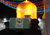 تشییع غریبانه شهید مدافع حرم محمد فیضی در حرم مطهر رضوی