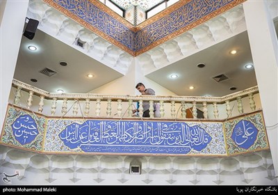 ضدعفونی مسجد سازمان حج و زیارت ایران قبل از شروع مراسم 