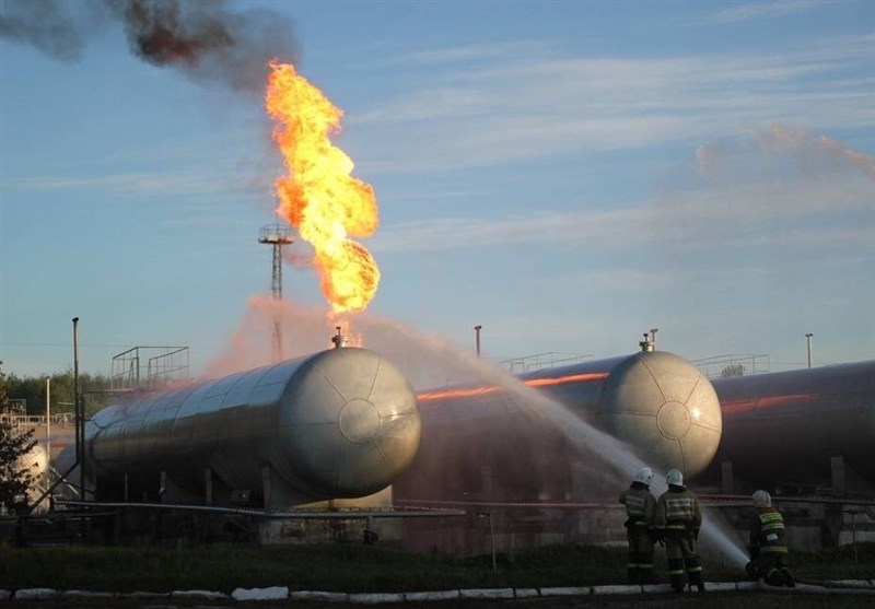 انفجار و آتش گرفتن یک مرکز توزیع گاز در قازان روسیه