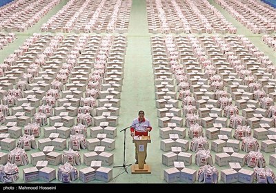 سخنرانی کریم همتی رییس جمعیت هلال احمر در آیین بسته بندی و توزیع2000 بسته معیشتی اهدایی خیرین استان تهران