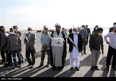 ورود پیکر مطهر شهید نسیم افغانی به فرودگاه مشهد