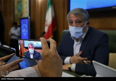  محسن هاشمی رئیس شورای شهر تهران در جلسه علنی شورای شهر