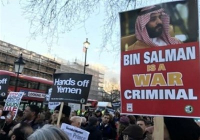  برگزاری تظاهرات در لندن در محکومیت جنایات سعودی علیه ملت یمن 