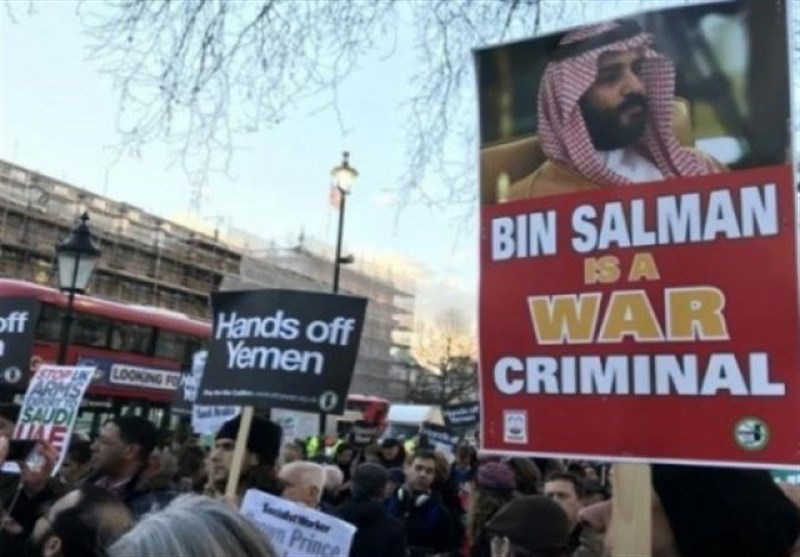 برگزاری تظاهرات در لندن در محکومیت جنایات سعودی علیه ملت یمن