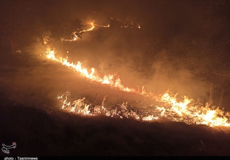 تداوم آتش‌سوزی در ‌جنگل‌های زاگرس / جنگل‌های کوسالان همچنان می‌سوزد